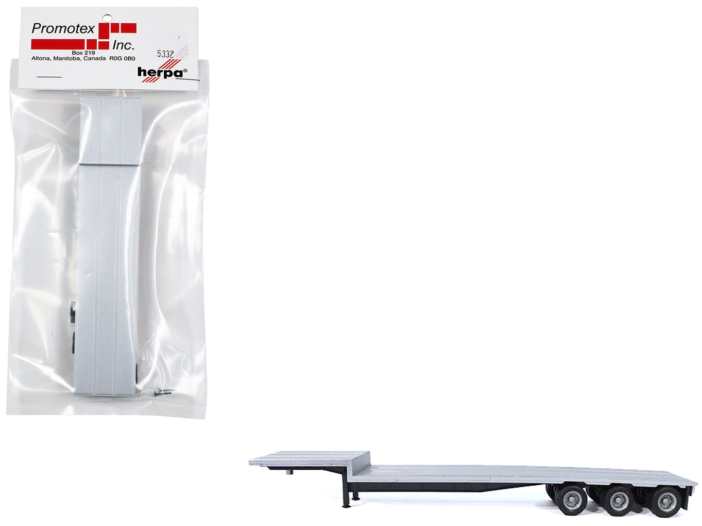 3-Axle Dropdeck Flatbed Trailer Silver Top 1/87 (HO) Plastic Model