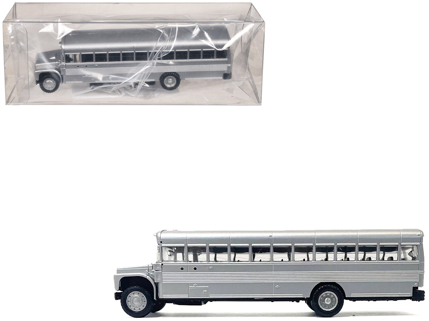 School Bus Silver Metallic 1/87 (HO) Plastic Model