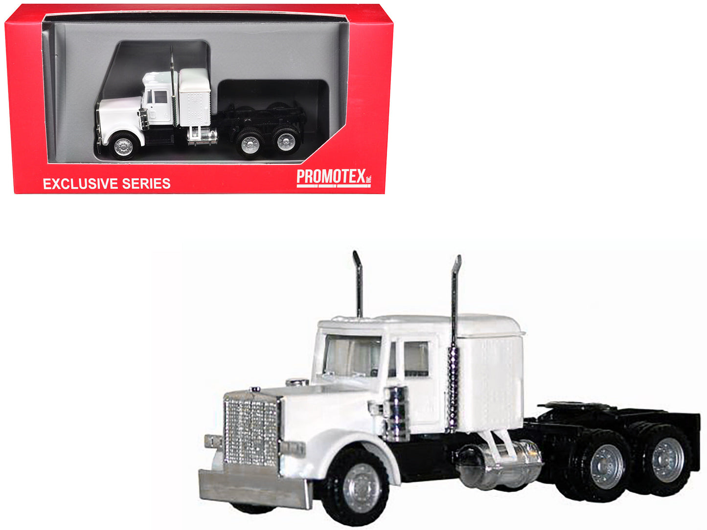 Peterbilt Long Tractor White 1/87 (HO) Plastic Model Car