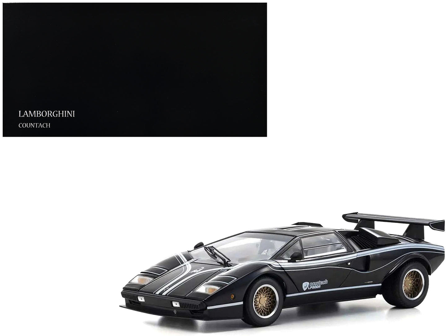 Lamborghini Countach LP 500R Black with White Interior 1/18 Diecast Model Car