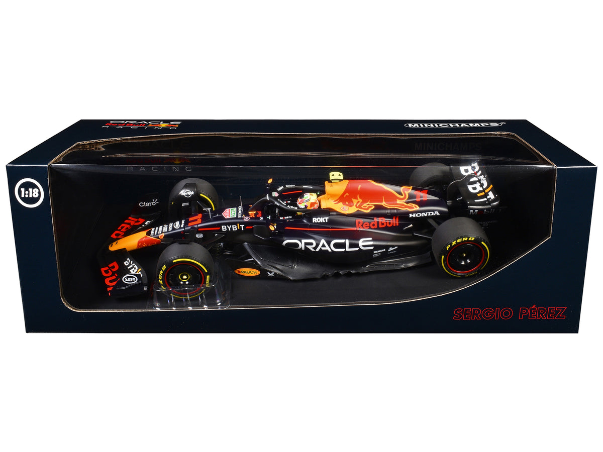 Red Bull Racing RB19 #11 Sergio Perez "Oracle" 2nd Place F1 Formula One "Italian GP" (2023) with Driver Limited Edition to 108 pieces Worldwide 1/18 Diecast Model Car