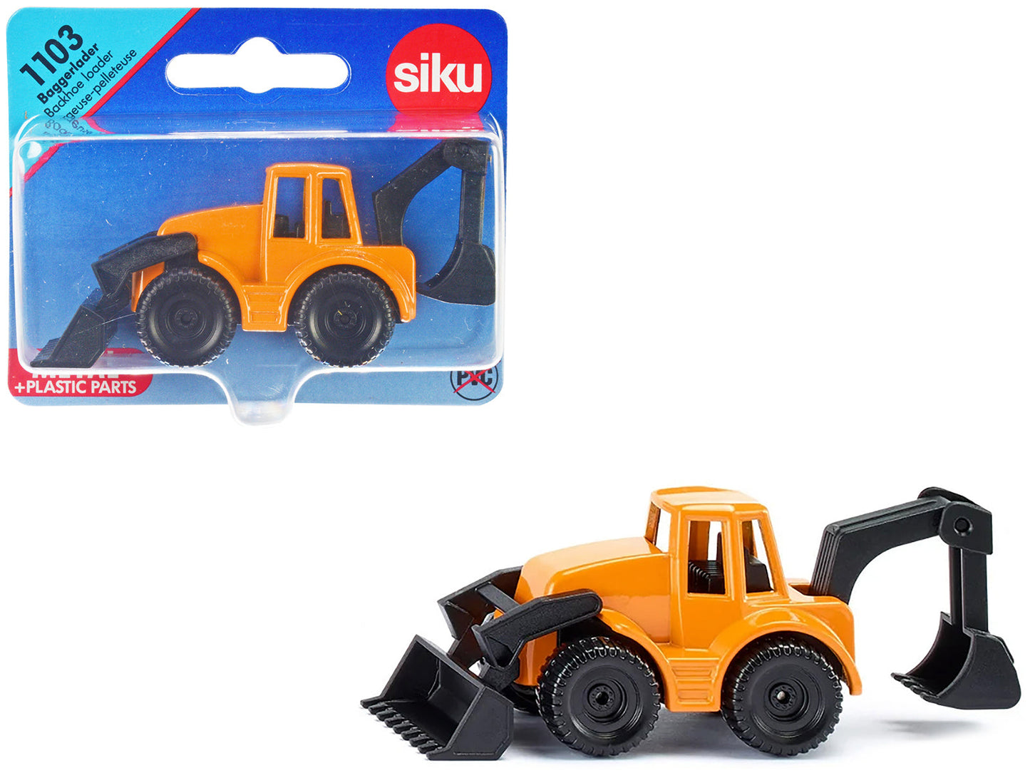 Backhoe Loader Yellow and Black Diecast Model