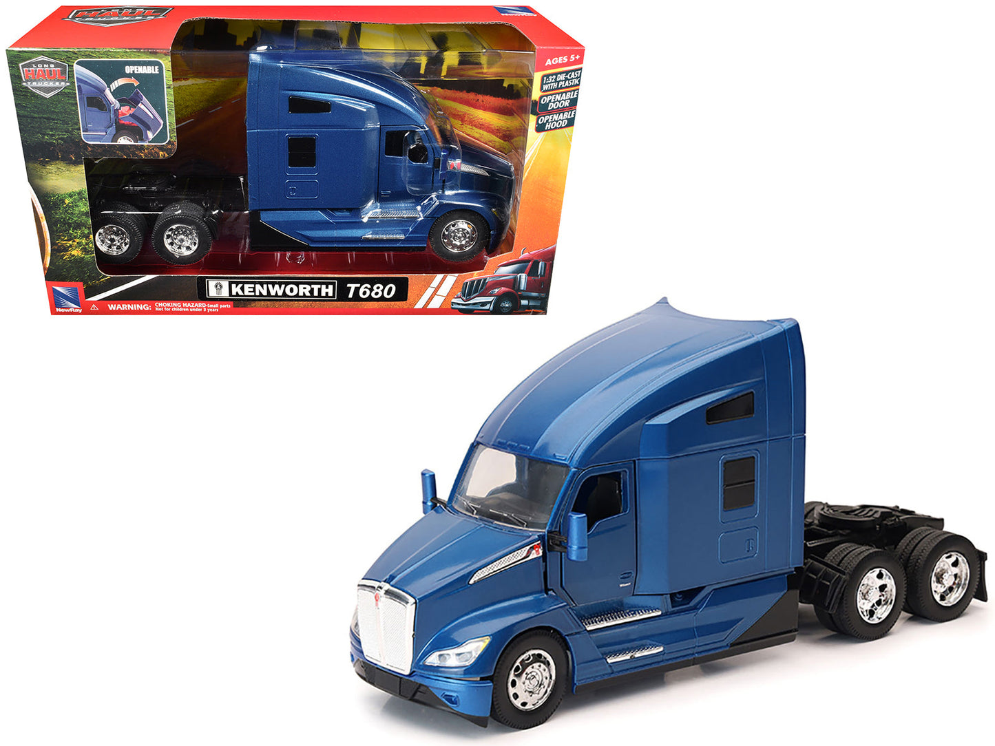 Kenworth T680 Truck Tractor Blue Metallic "Long Haul Truckers" Series 1/32 Diecast Model