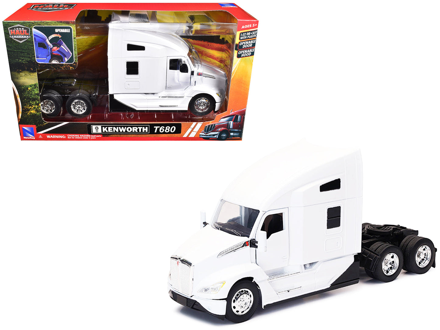 Kenworth T680 Truck Tractor White "Long Haul Truckers" Series 1/32 Diecast Model