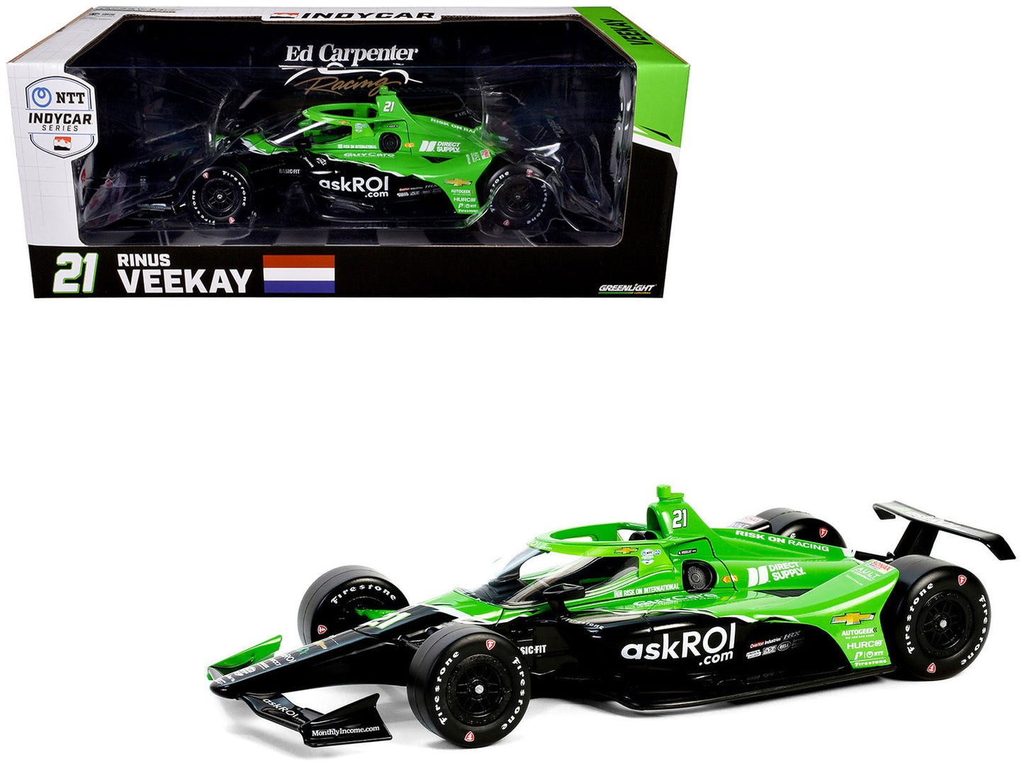 Dallara IndyCar #21 Rinus VeeKay "Risk On International" Ed Carpenter Racing "NTT IndyCar Series" (2024) 1/18 Diecast Model Car