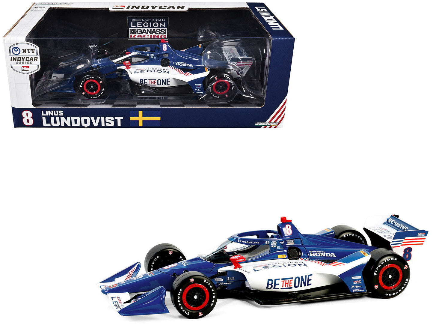 Dallara IndyCar #8 Linus Lundqvist "The American Legion" Chip Ganassi Racing (Road Course Configuration) "NTT IndyCar Series" (2024) 1/18 Diecast Model Car