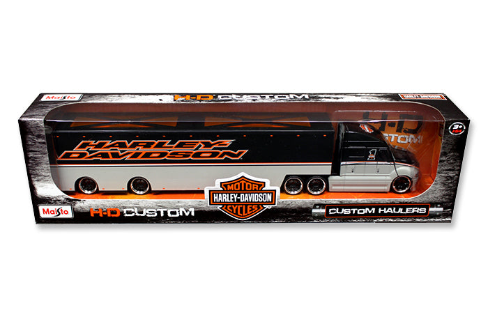 Harley Davidson Custom Hauler Trailer Gray with Graphics "Custom Haulers" 1/64 Diecast Model