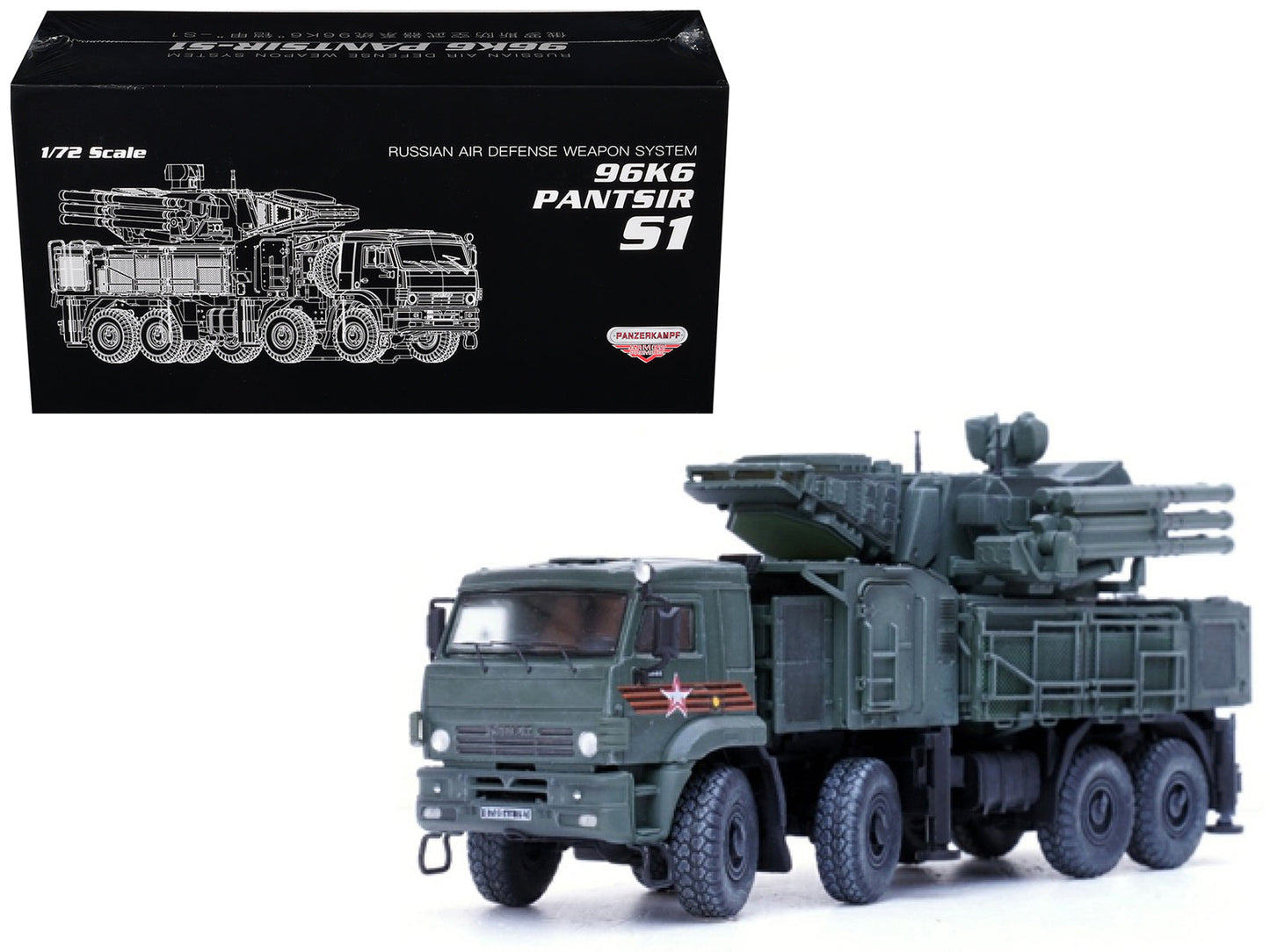 Pantsir S1 96K6 Self-Propelled Air Defense Weapon System "Victory Day Parade" Russian Army "Armor Premium" Series 1/72 Diecast Model