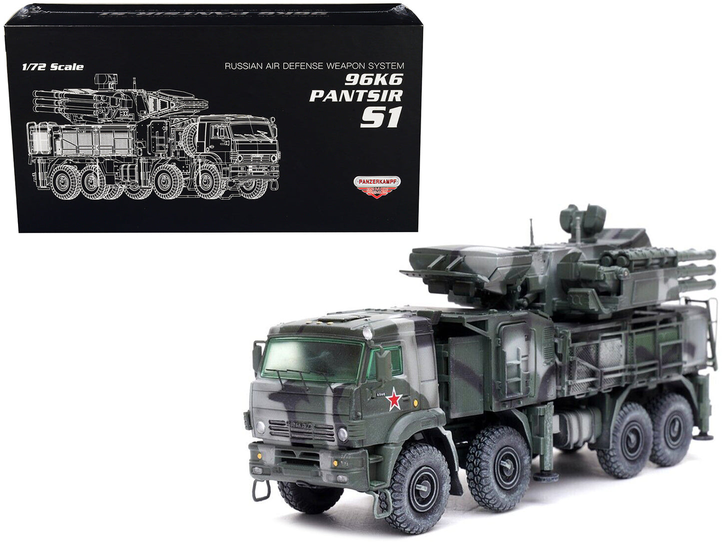 Pantsir S1 96K6 Self-Propelled Air Defense Weapon System Tri-Color Camouflage "Russia's Armed Forces" "Armor Premium" Series 1/72 Diecast Model