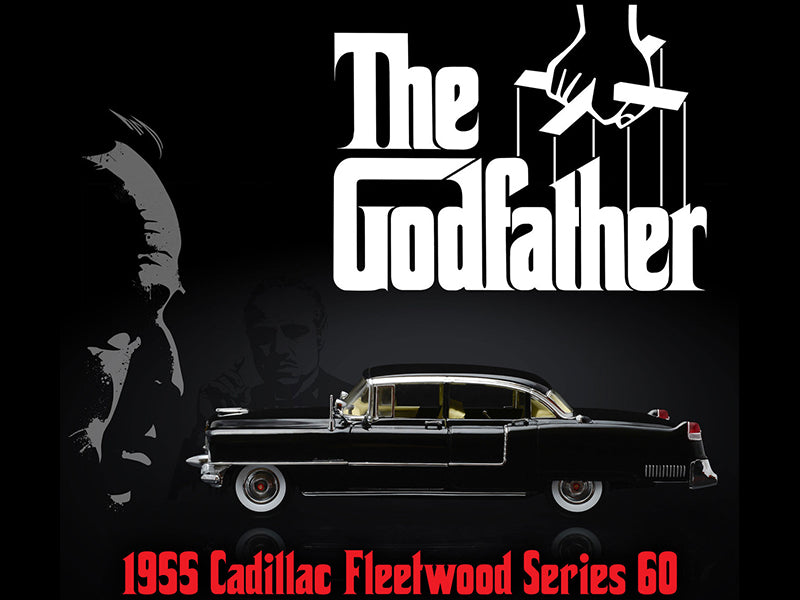 1955 Cadillac Fleetwood Series 60 Special Black "The Godfather" (1972) Movie 1/18 Diecast Model Car