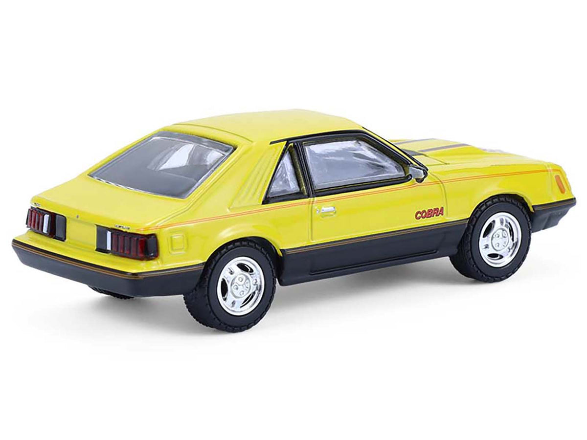 1979 Ford Mustang Cobra Fastback Bright Yellow with Cobra Good Graphics "GreenLight Muscle" Series 30 1/64 Diecast Model Car