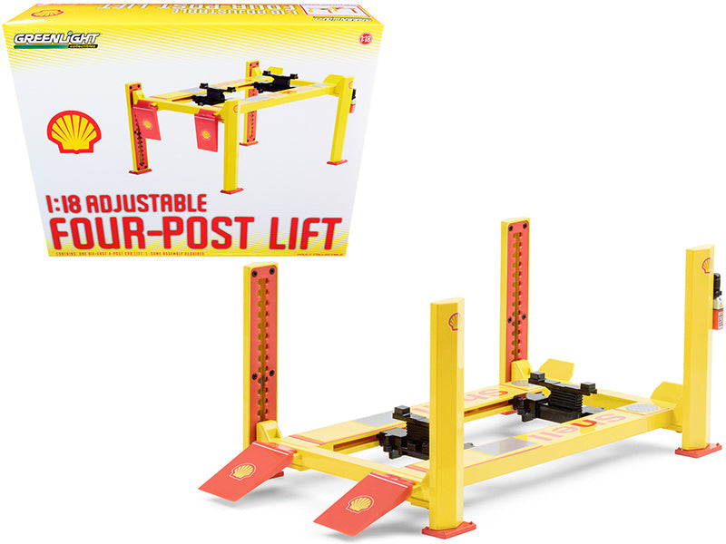 Adjustable Four Post Lift "Shell Oil" #2 for 1/18 Scale Diecast Model Cars