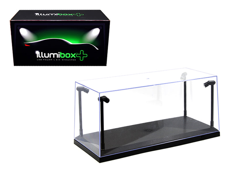Collectible Display Show Case with LED Lights and Black Base for 1/24 1/18 Models