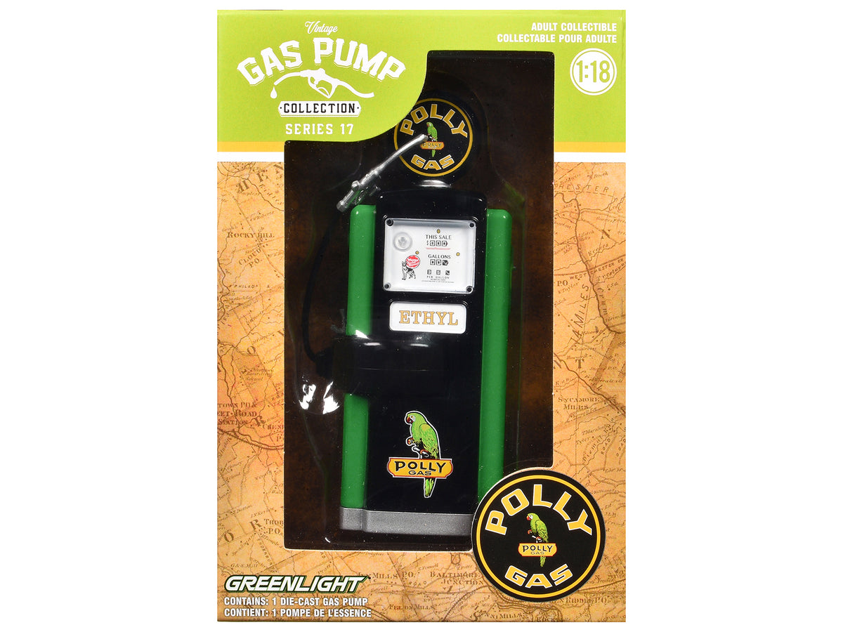 1948 Wayne 100-A Gas Pump "Polly Gas" Black and Green "Vintage Gas Pumps" Series 17 1/18 Diecast Replica