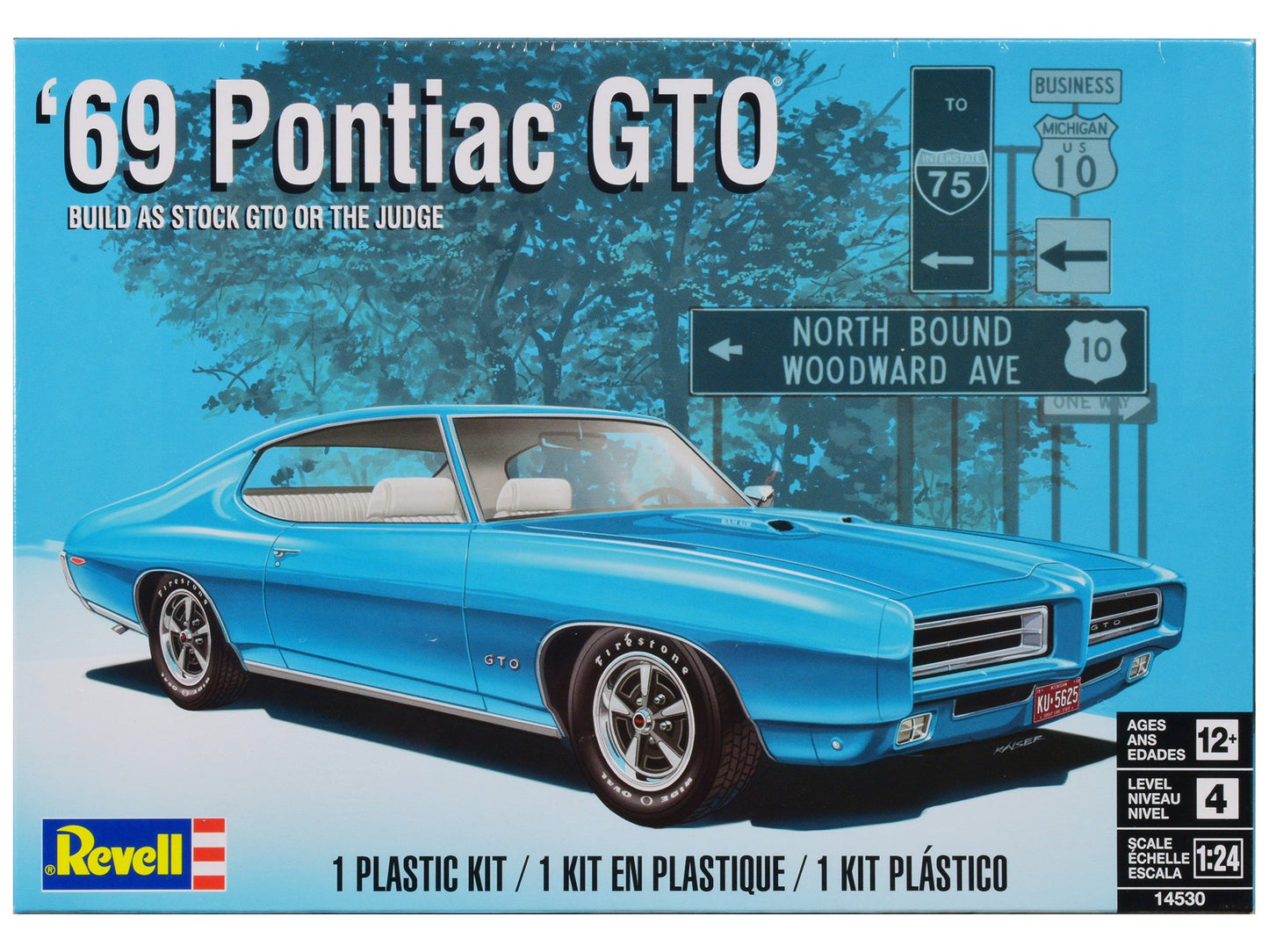 Level 4 Model Kit 1969 Pontiac GTO 2-in-1 Kit 1/24 Scale Model