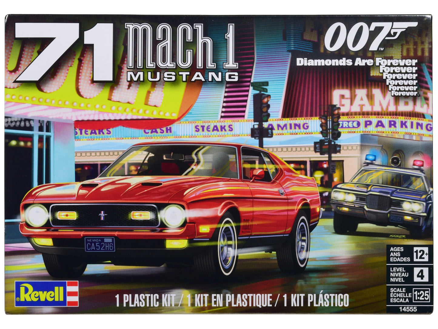 Level 4 Model Kit 1971 Ford Mustang Mach 1 James Bond 007 "Diamonds Are Forever" (1971) Movie 1/25 Scale Model