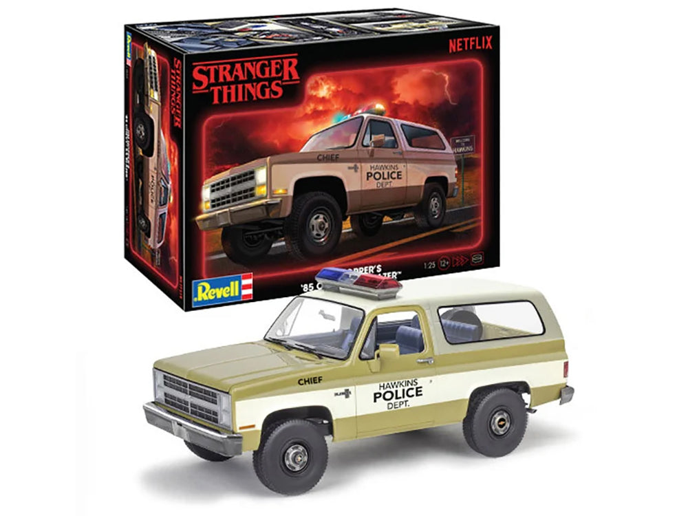 Level 4 Model Kit Jim Hopper's 1985 Chevrolet K5 Blazer "Stranger Things" (2016-Current) TV Series 1/25 Scale Model
