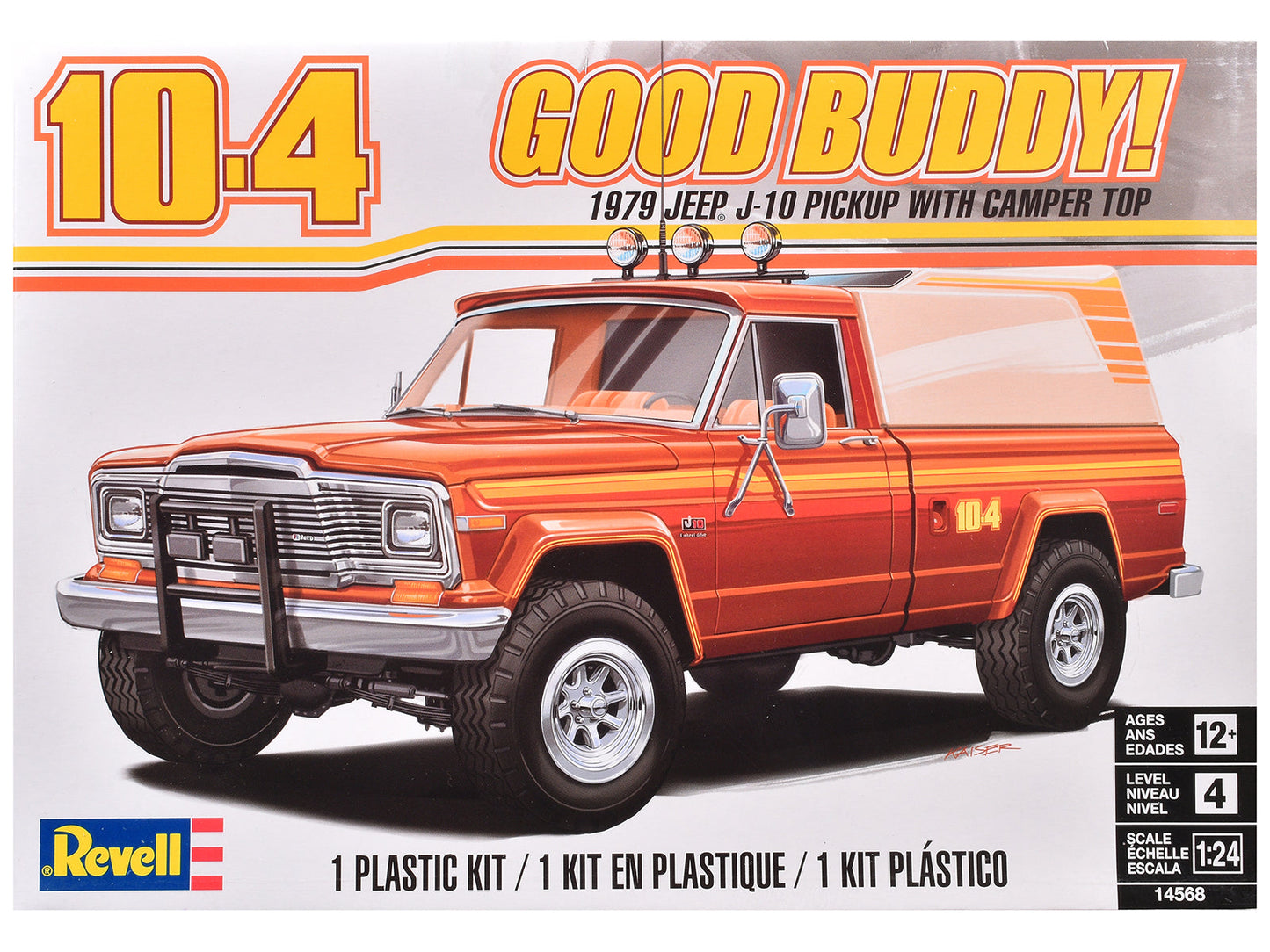 Level 4 Model Kit 1979 Jeep J-10 Pickup Truck with Camper Top 1/24 Scale Model