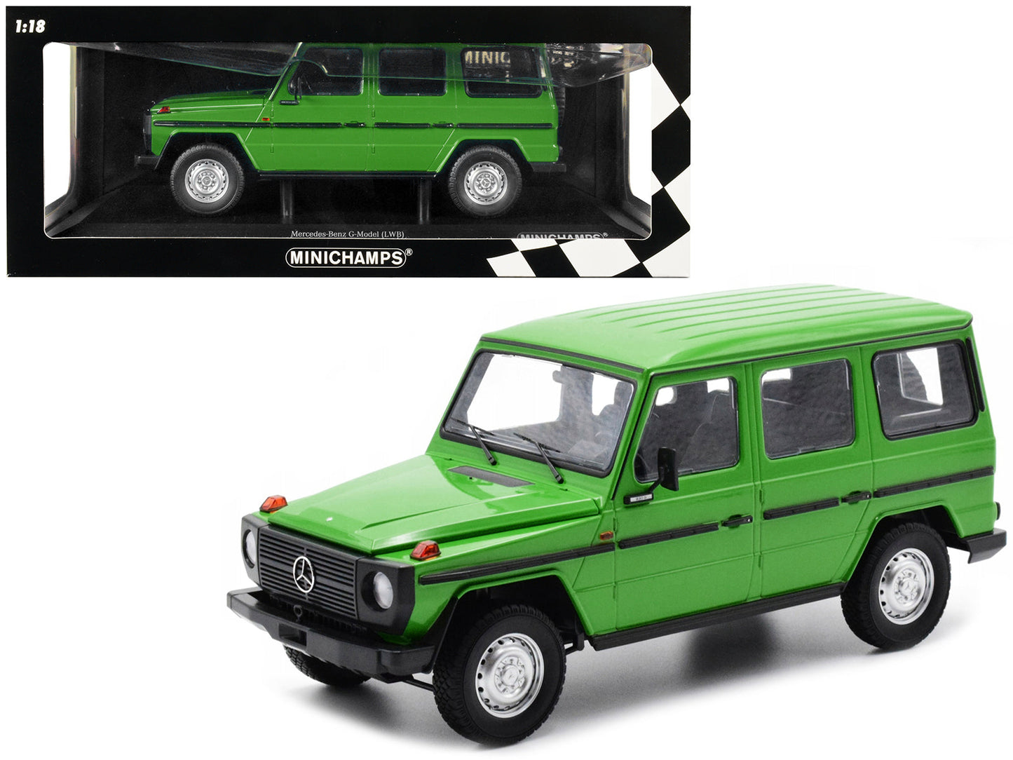 1980 Mercedes-Benz G-Model (LWB) Green with Black Stripes Limited Edition to 402 pieces Worldwide 1/18 Diecast Model Car