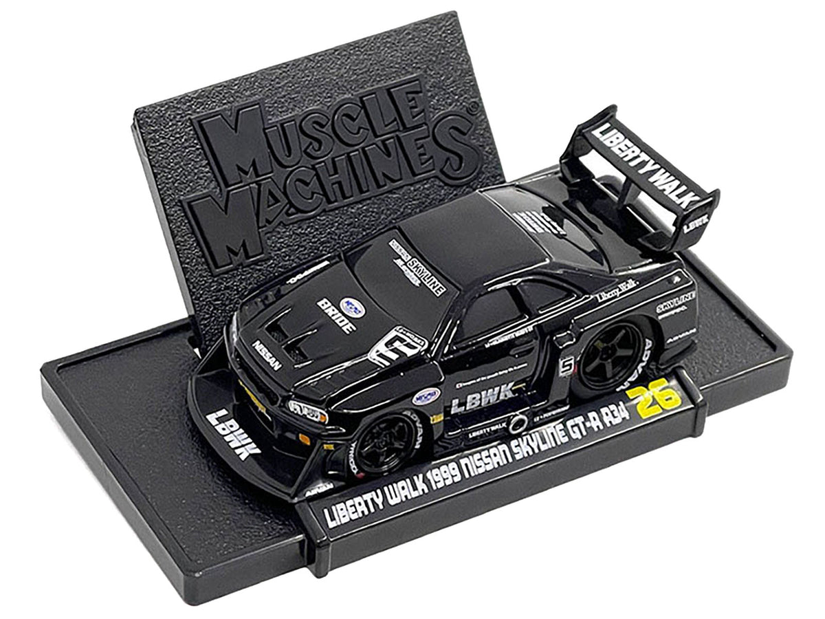 1999 Nissan Skyline GT-R (R34) #5 "Liberty Walk" Black 1/64 Diecast Model Car