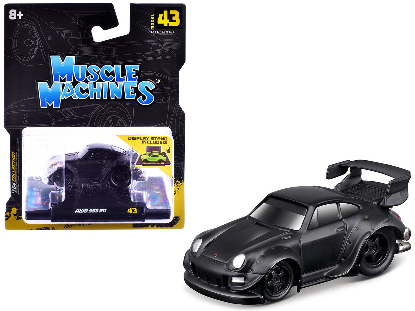 RWB 993 911 Matt Black 1/64 Diecast Model Car
