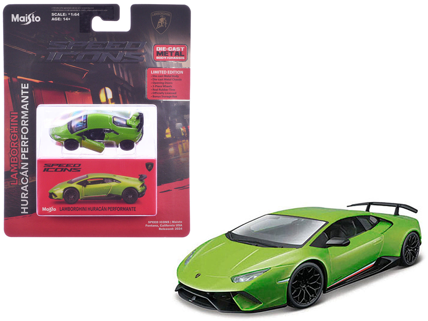 Lamborghini Huracan Performante Green "Speed Icons" Series 1/64 Diecast Model Car
