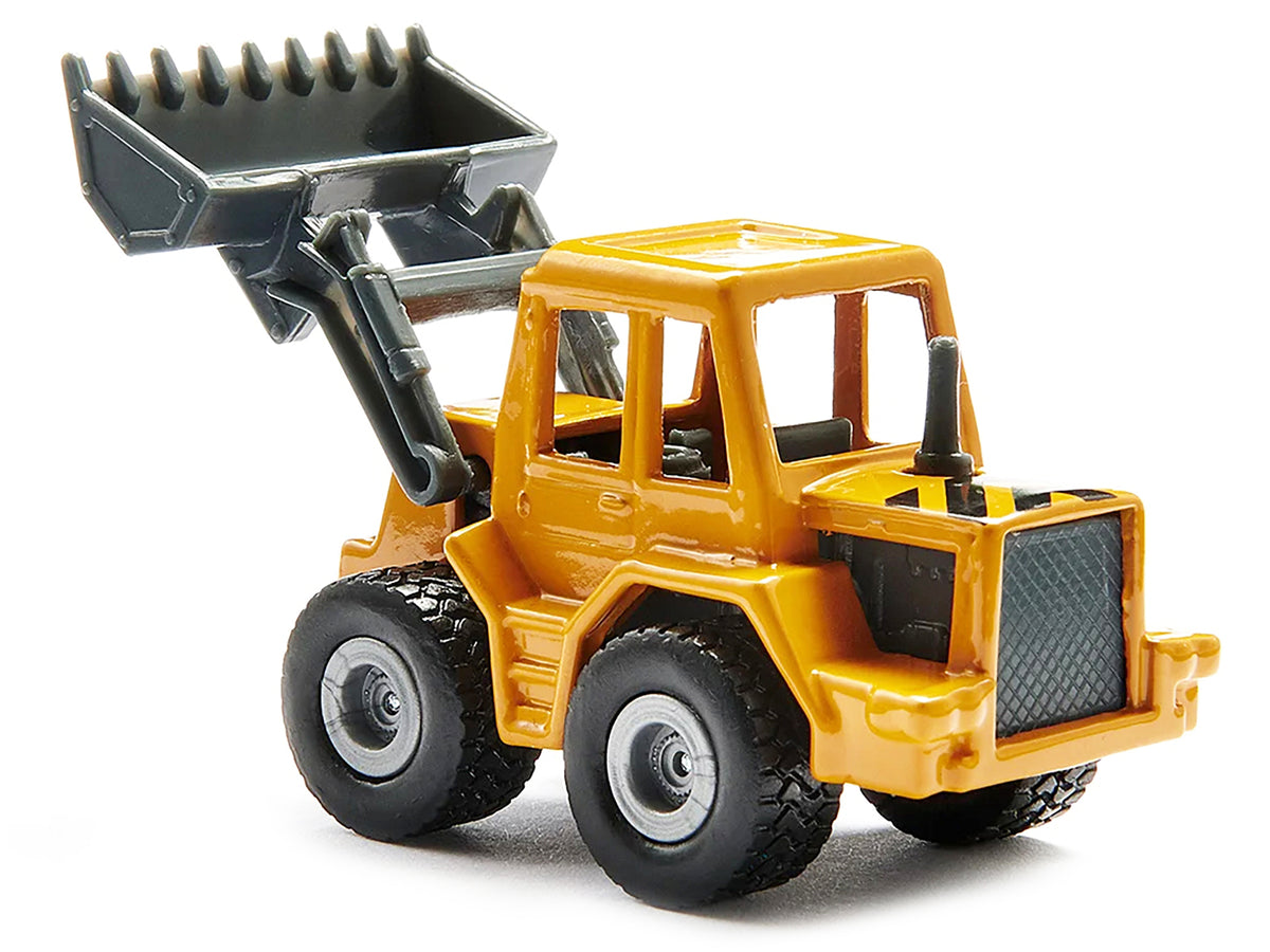 Truck with Low Loader Trailer and Front Loader Yellow Diecast Model