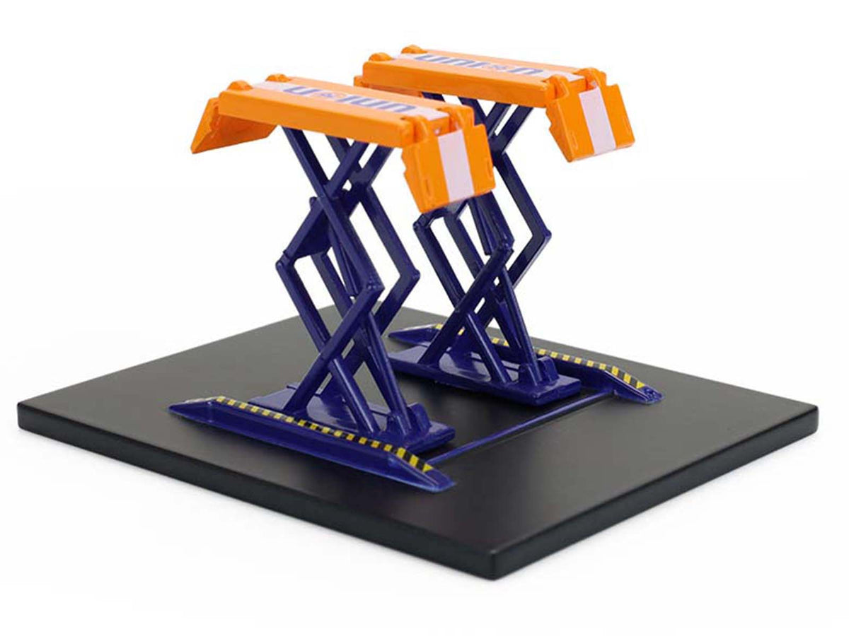 Automotive Double Scissor Lift "Union 76" Orange and Blue "Double Scissor Lifts" Series 2 1/64 Diecast Model