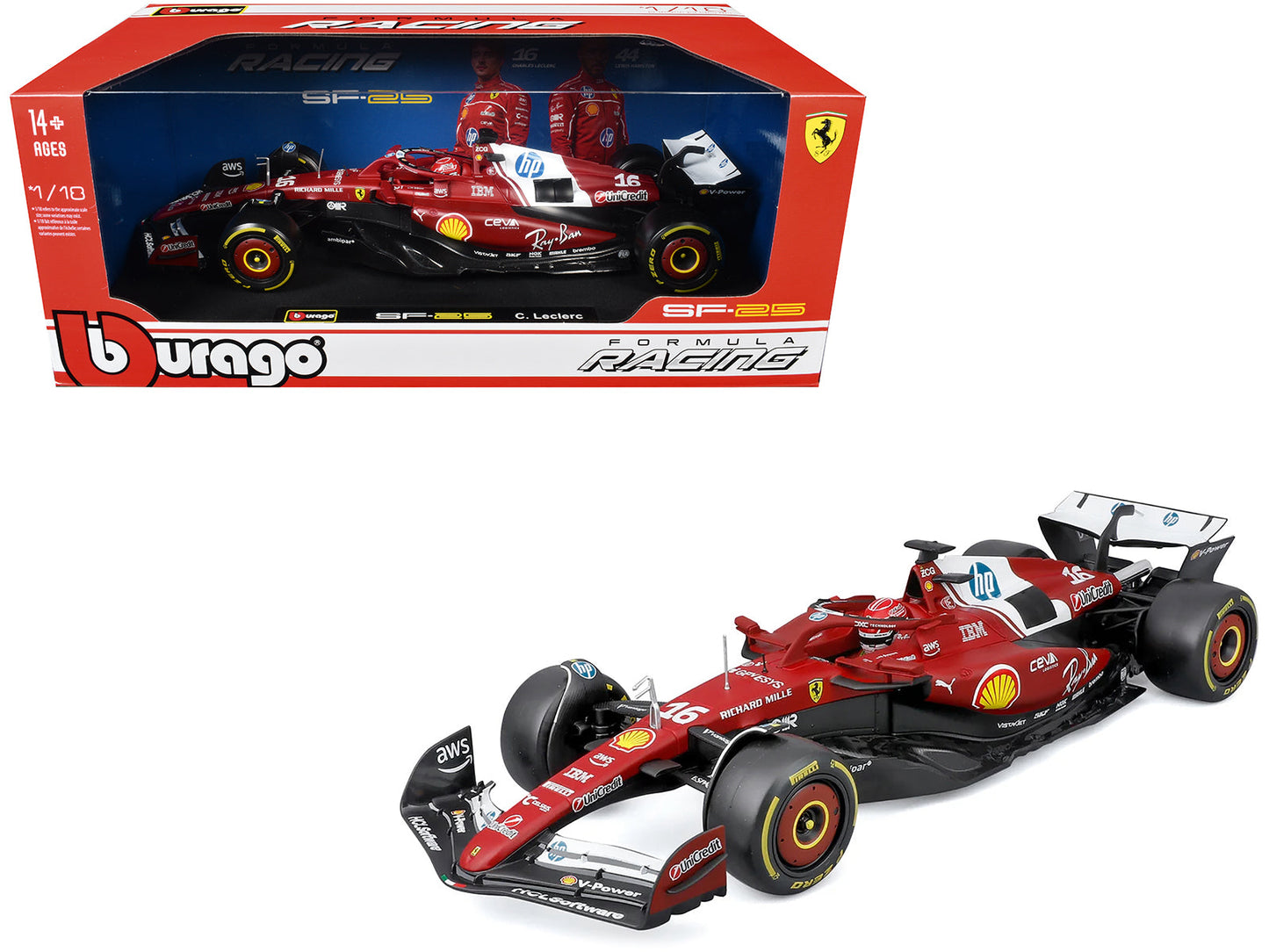 Ferrari SF-25 #16 Charles Leclerc Formula One F1 World Championship (2025) "Formula Racing" Series 1/18 Diecast Model Car