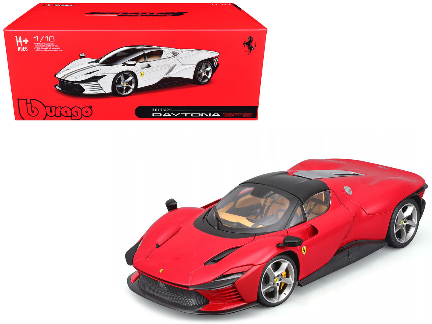 Ferrari Daytona SP3 Red with Black Top "Signature Series" 1/18 Diecast Model Car