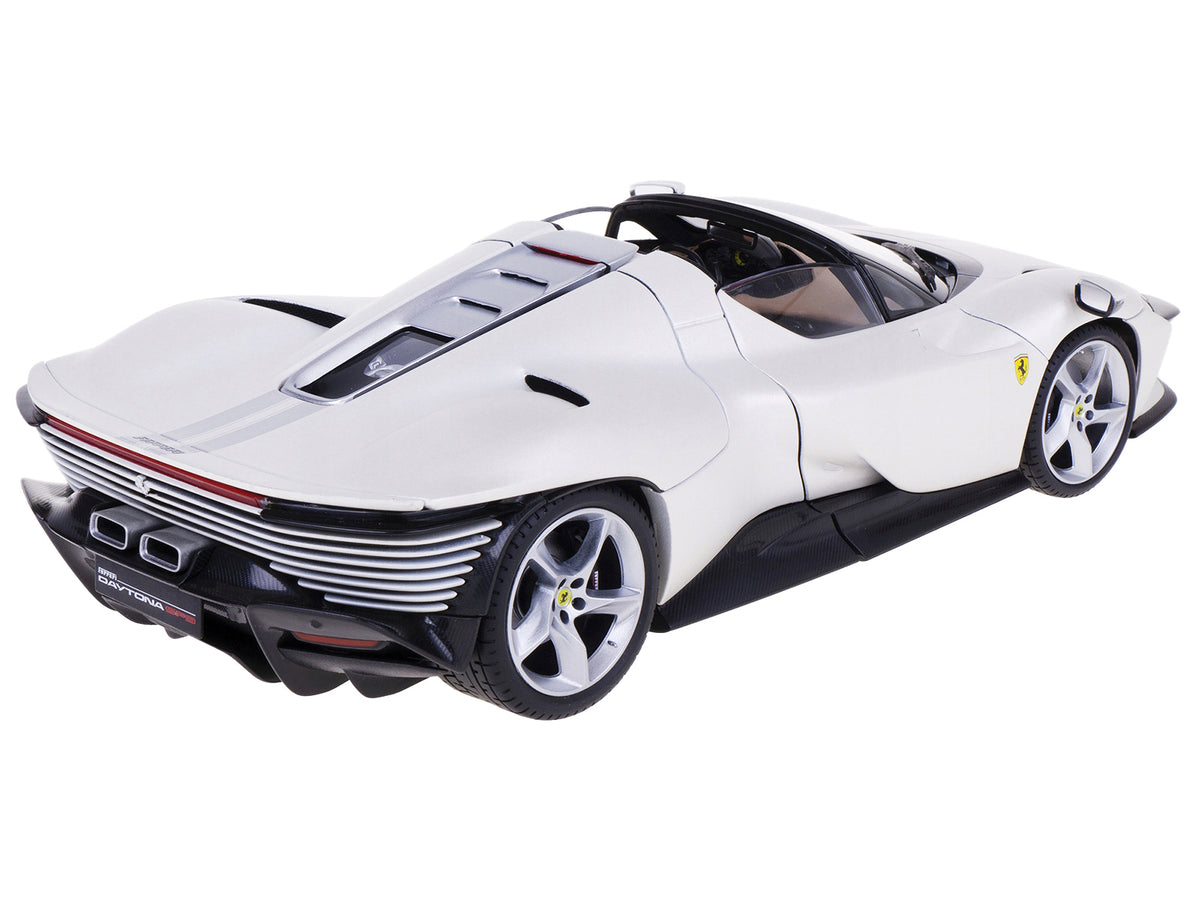 Ferrari Daytona SP3 White Metallic with Silver Stripes "Signature Series" 1/18 Diecast Model Car