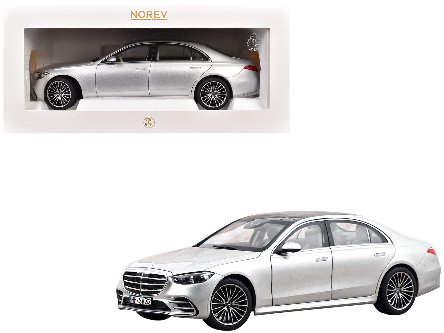 2021 Mercedes-Benz S-Class AMG Line Silver Metallic with Sunroof 1/18 Diecast Model Car