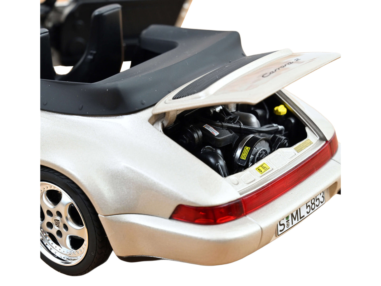1992 Porsche 911 Carrera 2 Turbo Look Cabriolet Zermatt Silver Metallic 1/18 Diecast Model Car