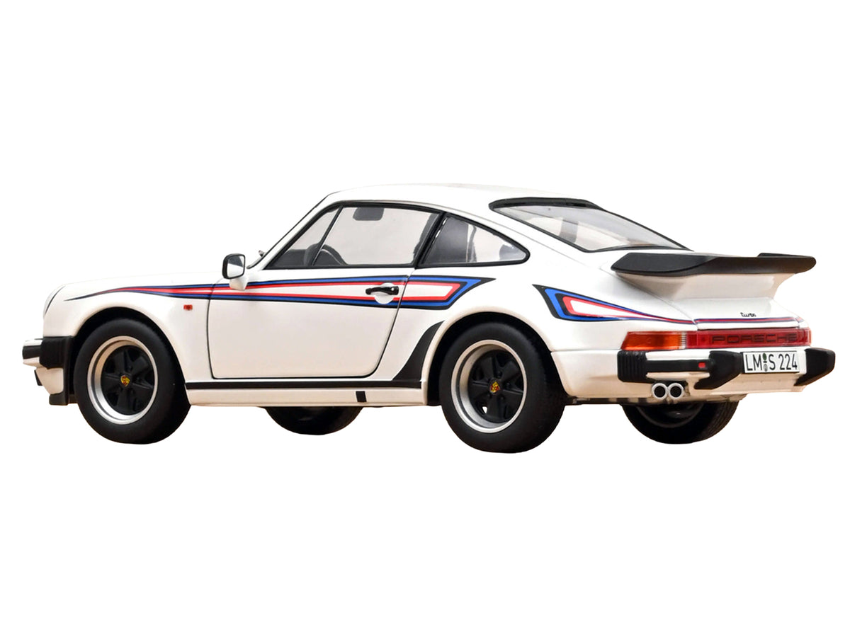 1980 Porsche 911 Turbo 3.3 White with Blue and Red Graphics 1/18 Diecast Model Car