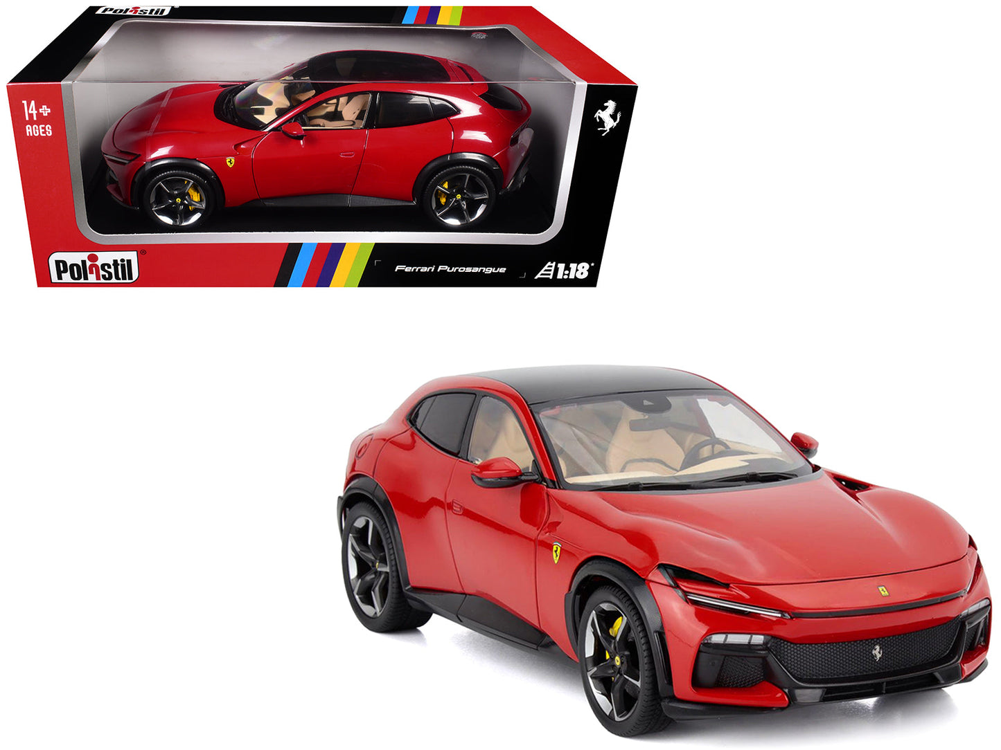 2022 Ferrari Purosangue Rosso Corsa Red with Black Top 1/18 Diecast Model Car