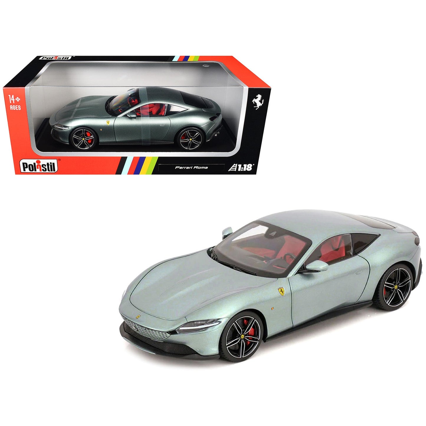 2019 Ferrari Roma Gray Metallic with Pink Interior 1/18 Diecast Model Car