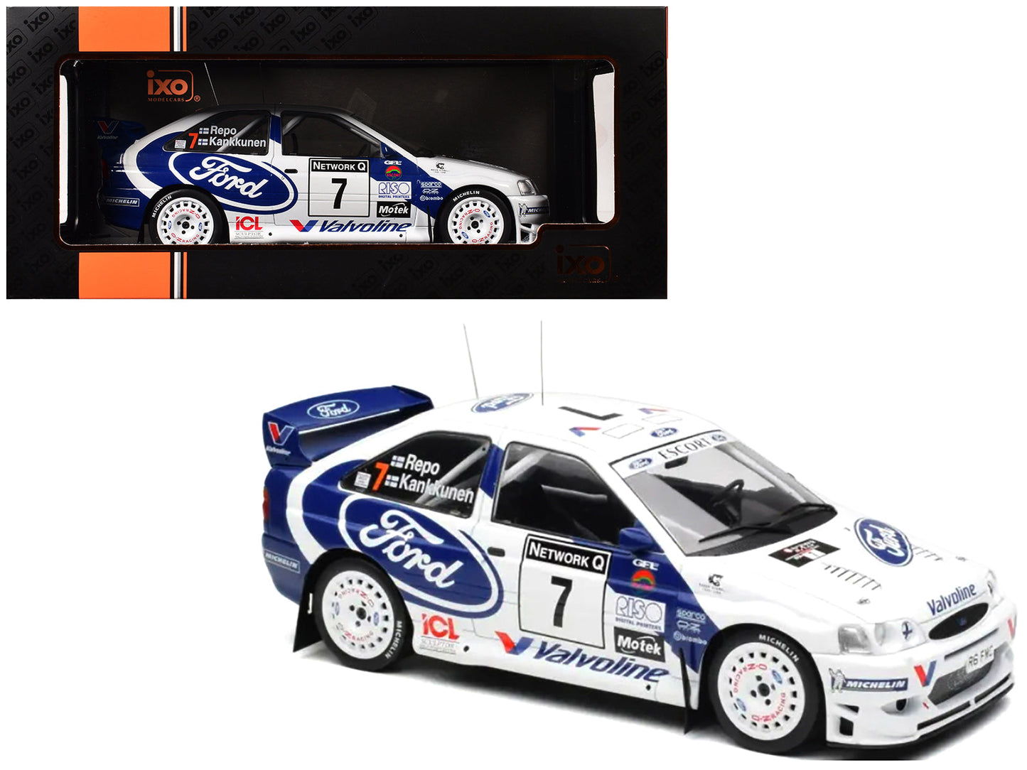 Ford Escort WRC #7 Juha Kankkunen - Juha Repo 2nd Place "RAC Rally" (1998) 1/18 Diecast Model Car