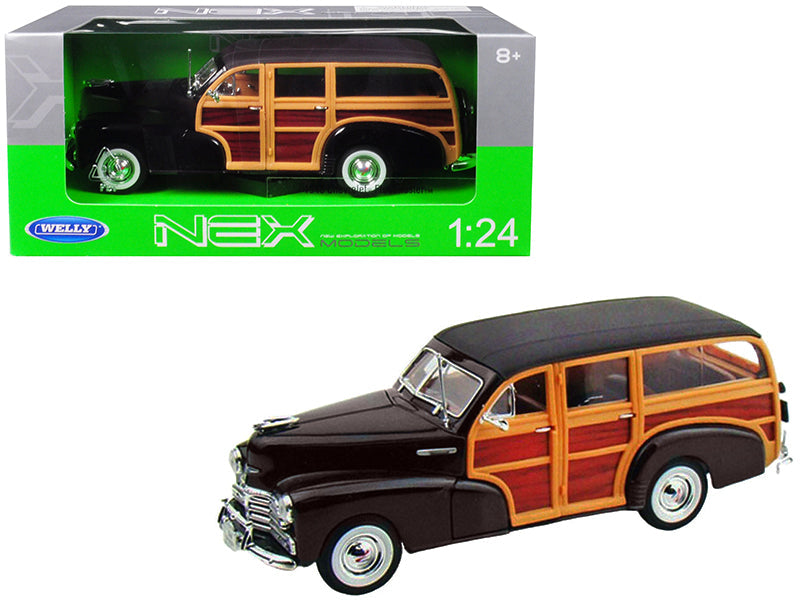 1948 Chevrolet Woody Fleetmaster Dark Brown 1/24 Diecast Model Car