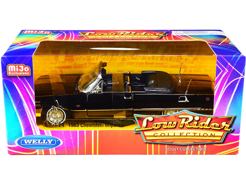 1963 Chevrolet Impala SS Convertible Black "Low Rider Collection" 1/24 Diecast Model Car