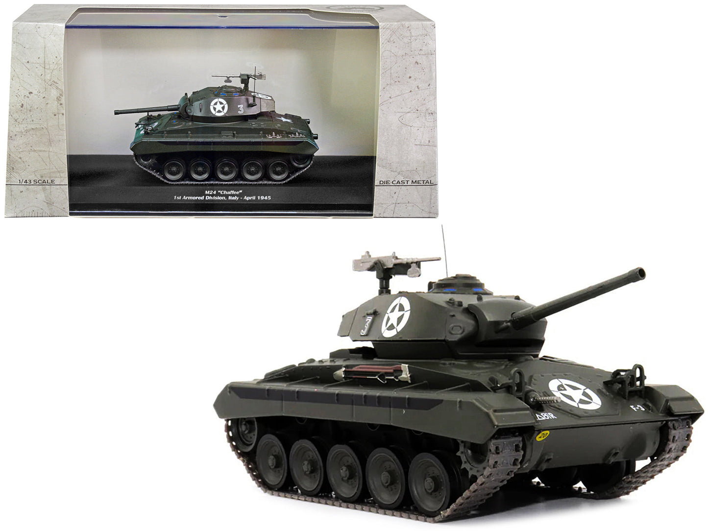 M24 "Chaffee" Tank #3 "U.S.A. 1st Armored Division Italy April 1945" 1/43 Diecast Model