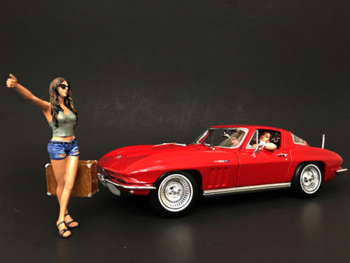 Hitchhiker 2 piece Figurine Set (Green Shirt) for 1/18 Scale Model Cars