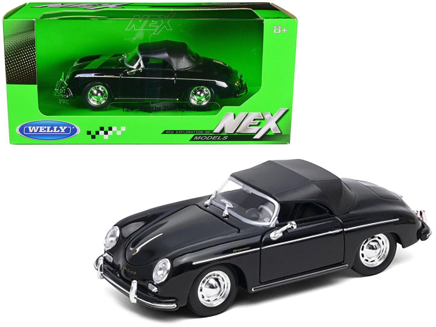 Porsche 356A Speedster Soft Top Black "NEX Models" Series 1/24 Diecast Model Car