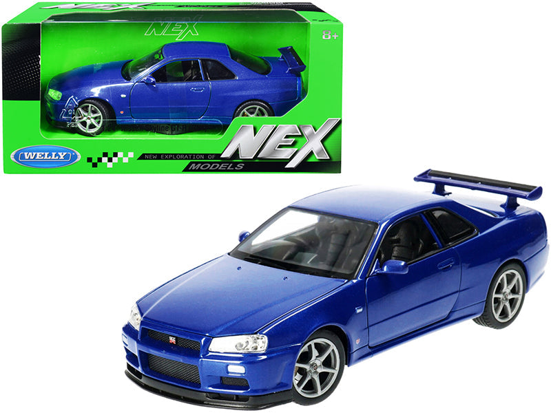 Nissan Skyline GT-R (R34) RHD (Right Hand Drive) Blue Metallic "NEX Models" 1/24 Diecast Model Car