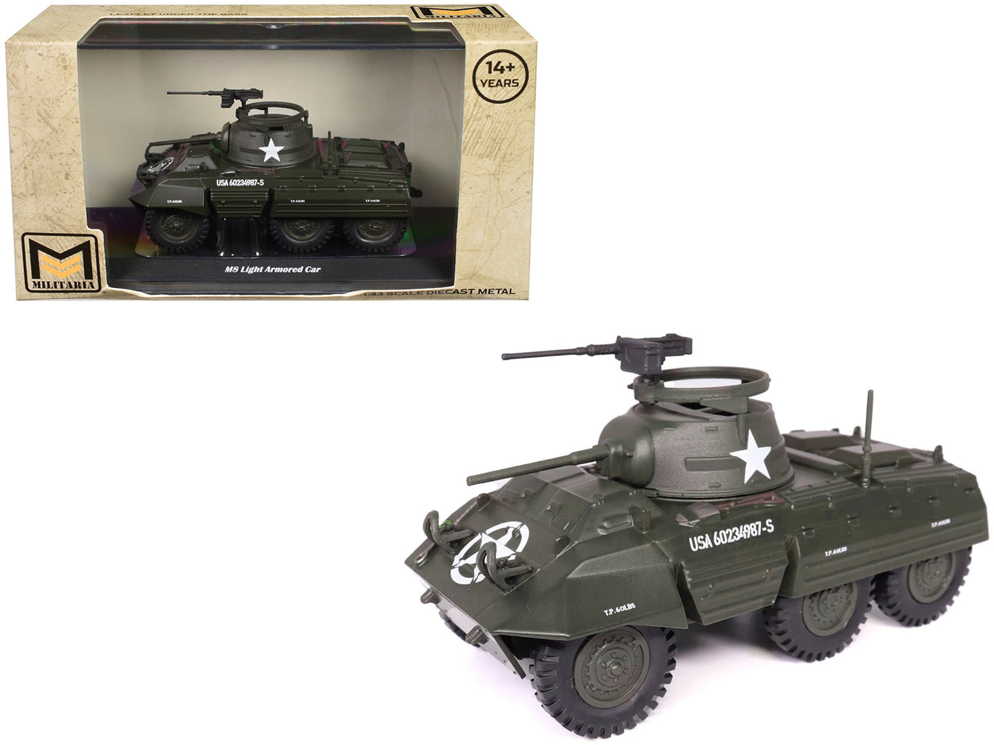 M8 Light Armored Car Olive Drab "United States Army" 1/43 Diecast Model