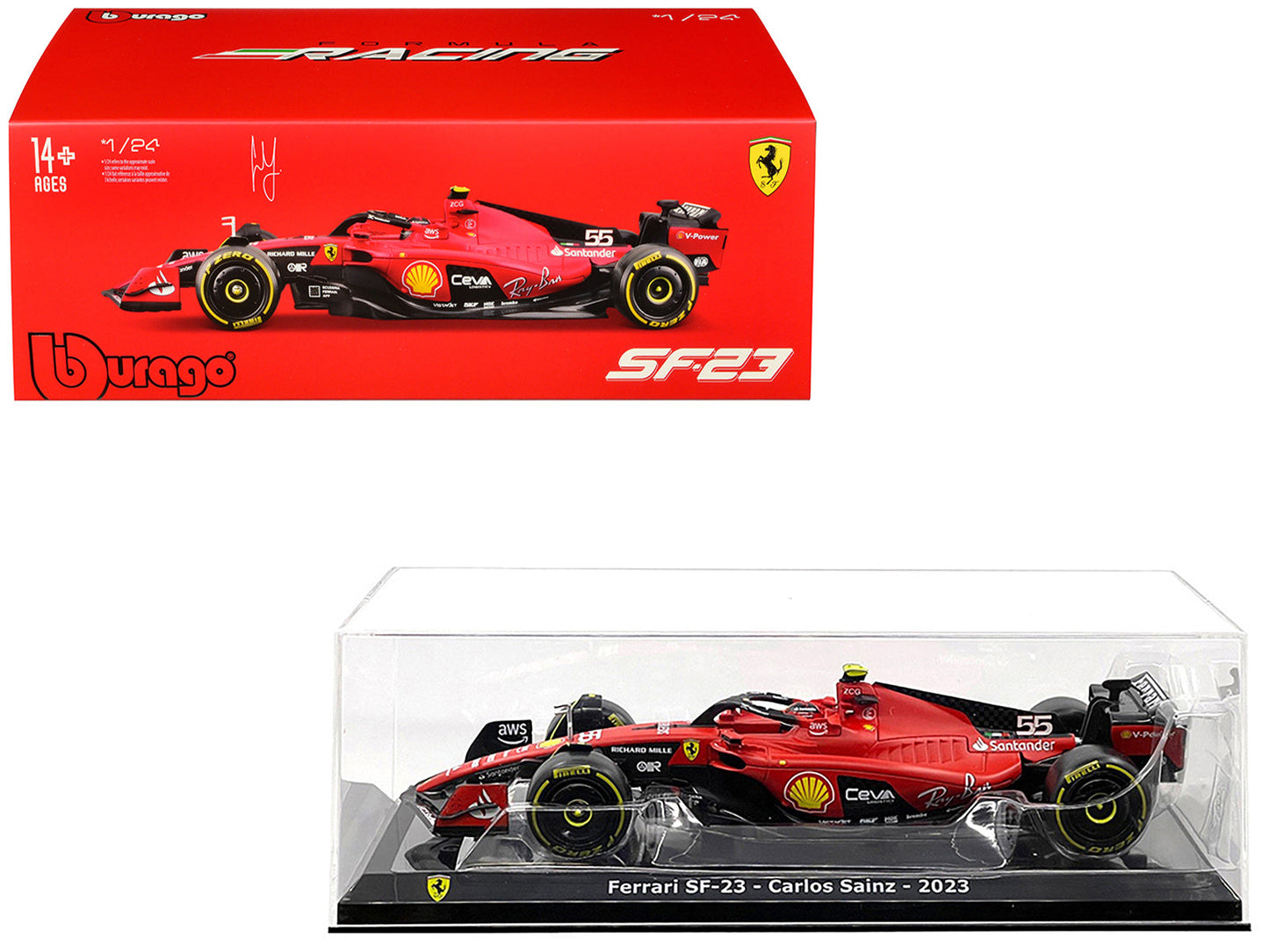 Ferrari SF-23 #55 Carlos Sainz Formula One F1 World Championship (2023) "Formula Racing" Series 1/24 Diecast Model Car