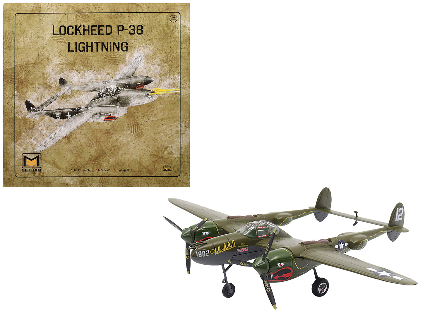 Lockheed P-38 Lightning Fighter Aircraft "Haleakala II 80th FG 459th FS Twin Dragons" (1944) United States Army Air Forces 1/72 Diecast Model