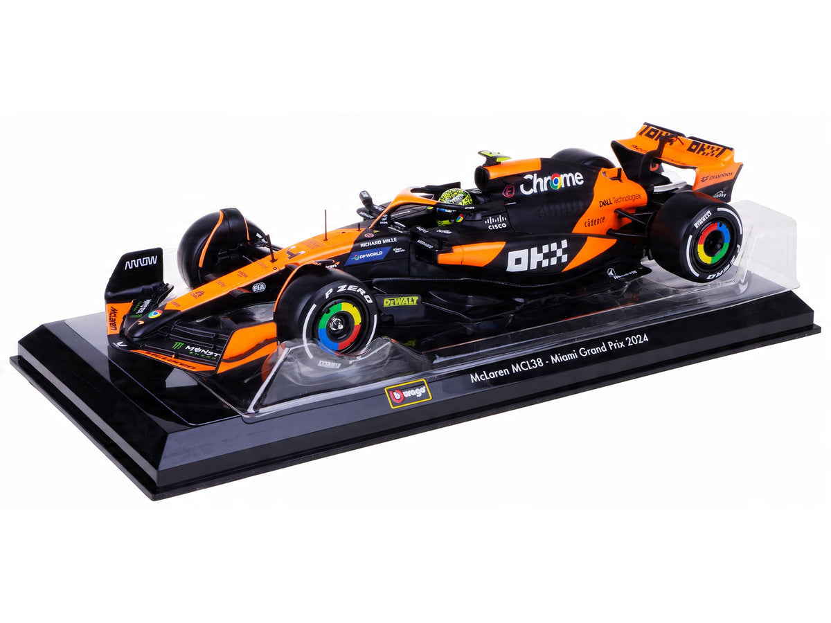 McLaren MCL38 #4 Lando Norris "OKX" Winner Formula One F1 "Miami GP" (2024) with Display Case 1/24 Diecast Model Car
