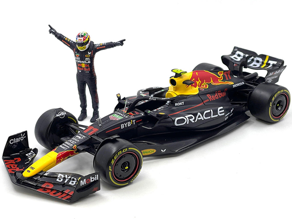 Red Bull Racing RB19 #11 Sergio Perez "Oracle" Formula One F1 Championship "Constructor Champions" (2023) with Driver Figure 1/24 Diecast Model Car