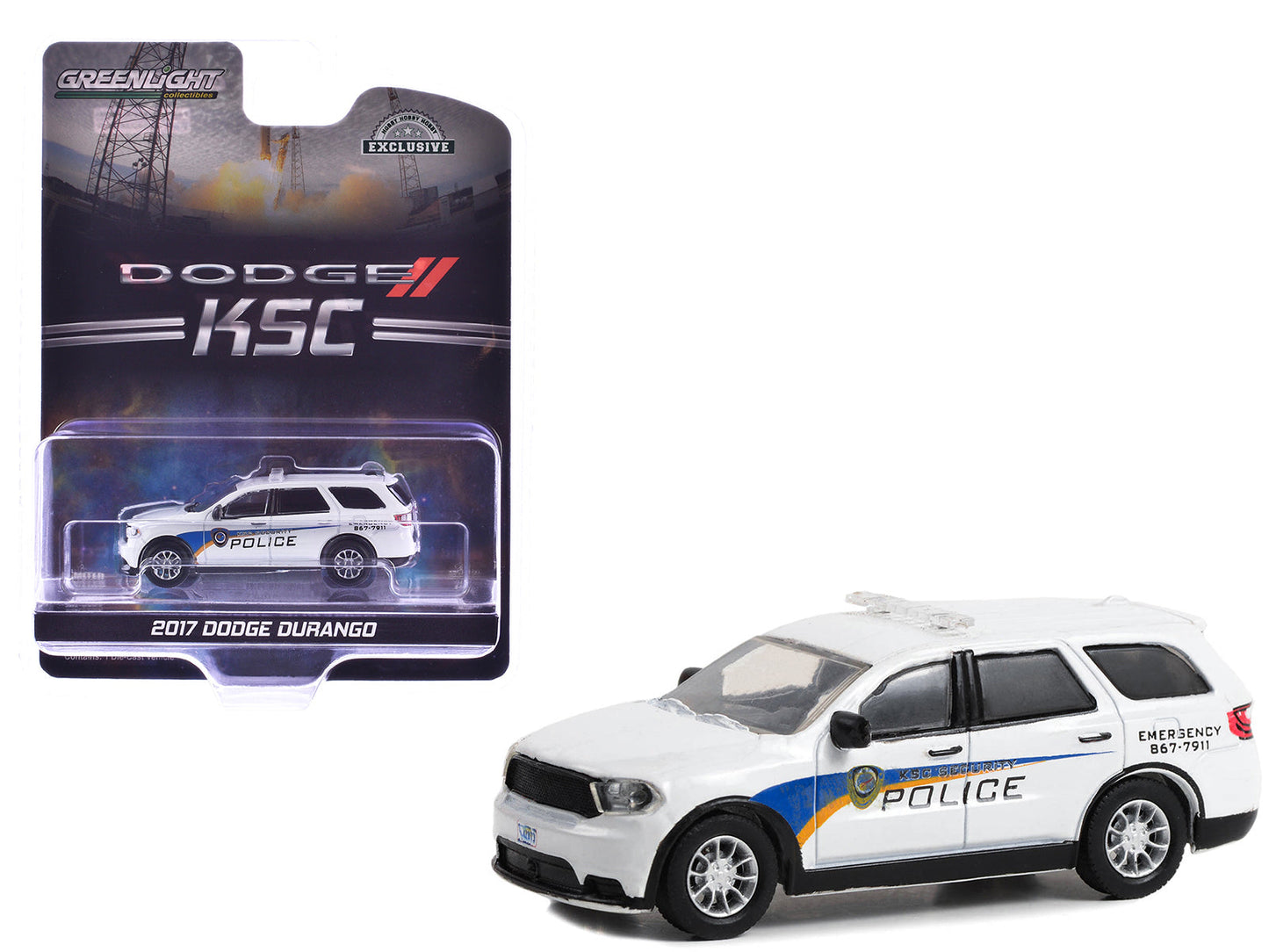 2017 Dodge Durango "Kennedy Space Center (KSC) Security Police Traffic Enforcement" White with Graphics "Hobby Exclusive" Series 1/64 Diecast Model Car