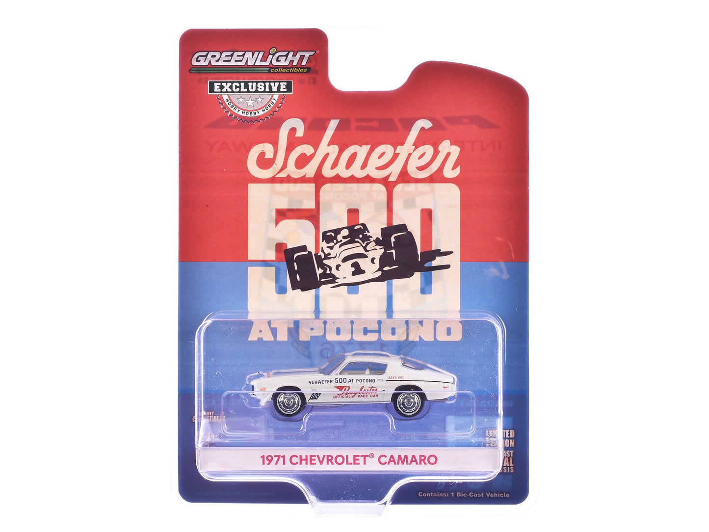 1971 Chevrolet Camaro "1971 Schaefer 500 at Pocono Raybestos Official Pace Car" White with White Interior "Hobby Exclusive" Series 1/64 Diecast Model Car